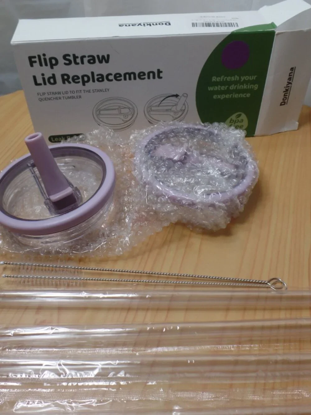 2 Packs 40 oz Replacement Tumbler Flip Straw Lid for Stanley Cup -Purple